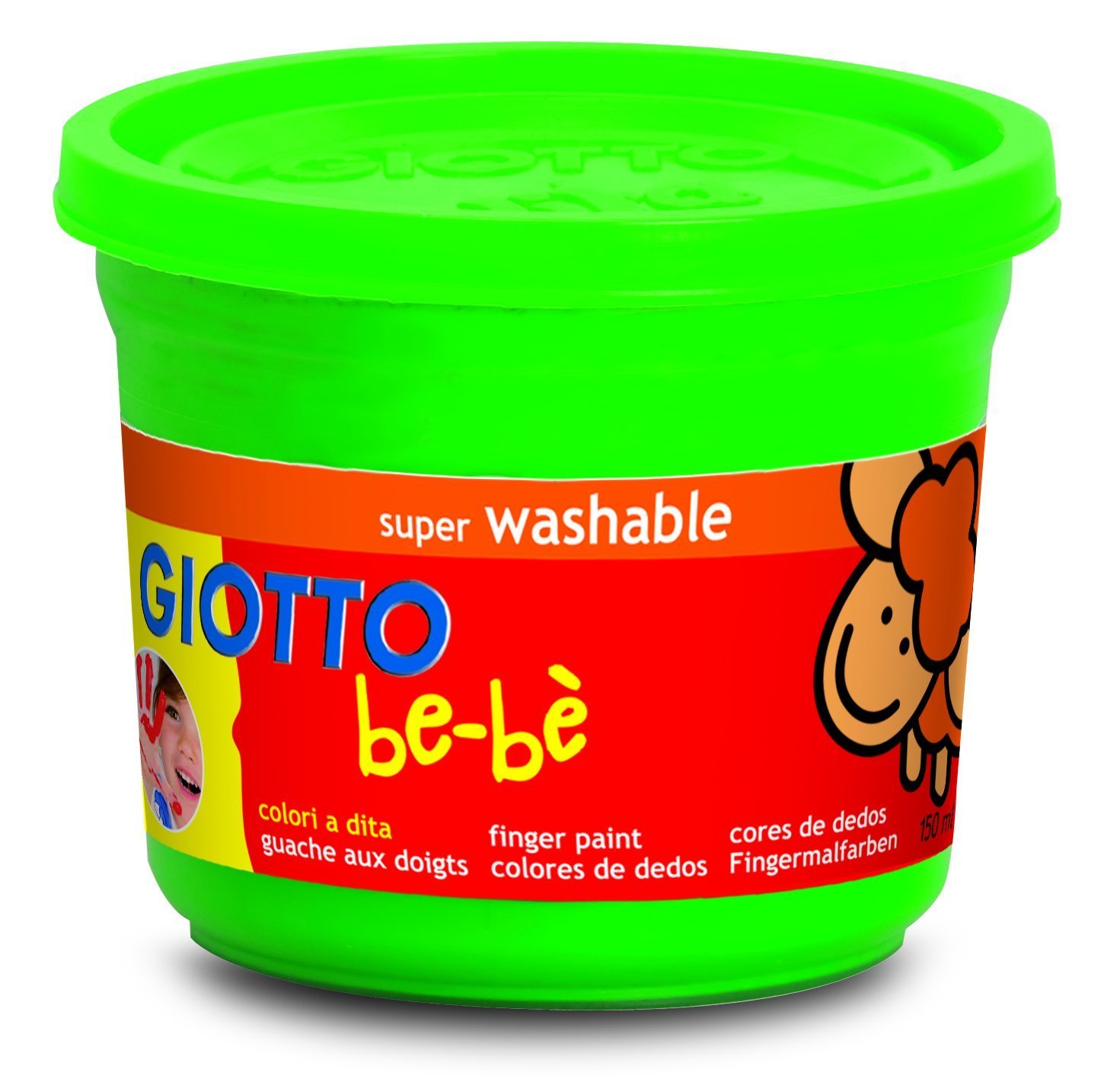 GIOTTO BEBE' - Confezione Da 4 Barattoli Di Colori A Dita, 150 ml, Super Lavabili