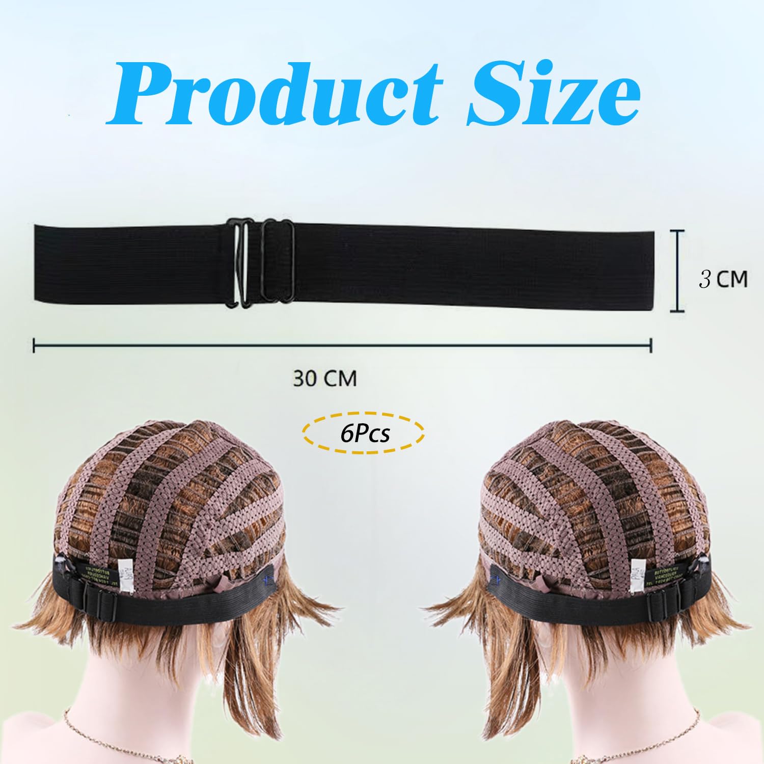 Amazleer Elastic Wig Bands, 30.5 x 3 cm, Adjustable Non-Slip Straps Black, Pack of 6 (Black), 1 count (Pack of 6) - Image 2