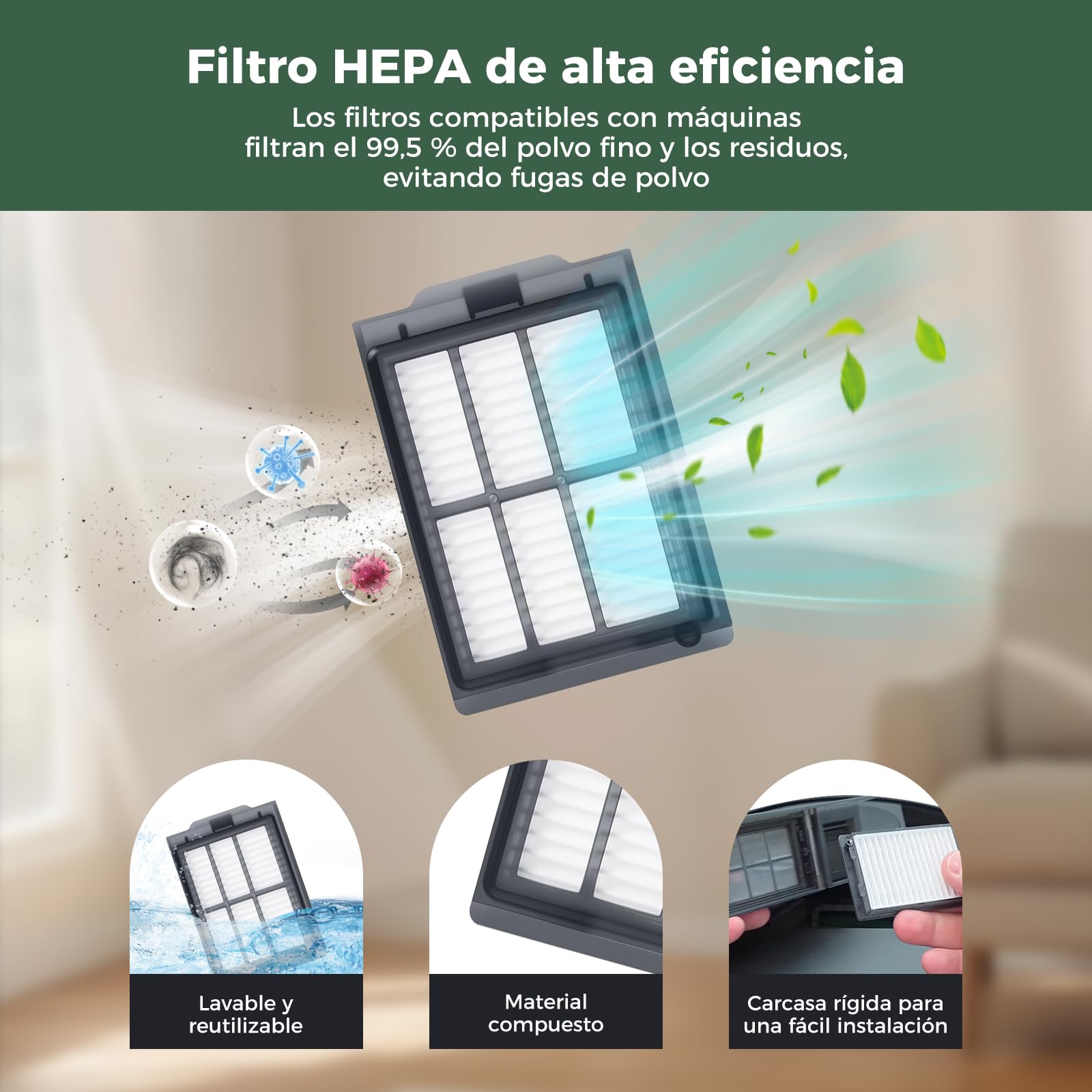 Para iRobot Roomba Plus 405 Combo / 505 Combo / 507 Combo, Serie 400/500, Yivy Kit de 24 Accesorios: 1 Cepillo Principal, 6 Laterales, 4 Filtros, 6 Mopas, 6 Bolsas
