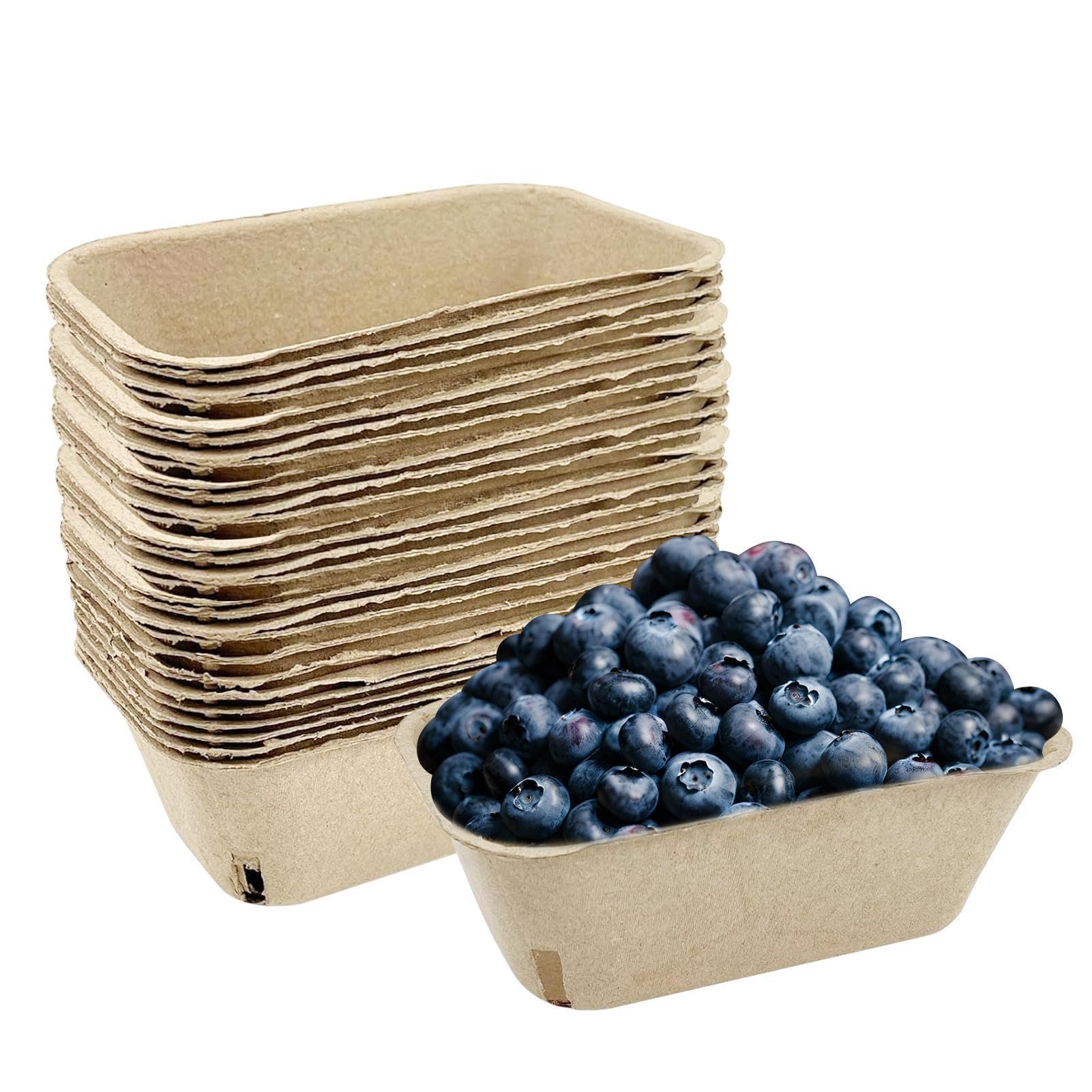 Lot 30 Paniers Fraises & Baies En Fibre De Pulpe – Ventilés, Écologiques & Empilables