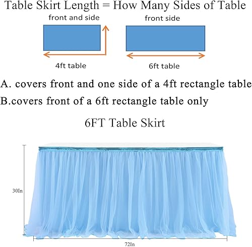 Miniatura 5 de Falda de mesa de tul azul Tutú falda de mesa para revelar género bebé niño 1er cumpleaños elefante bebé ducha nupcial bajo el mar decoraciones 6ft