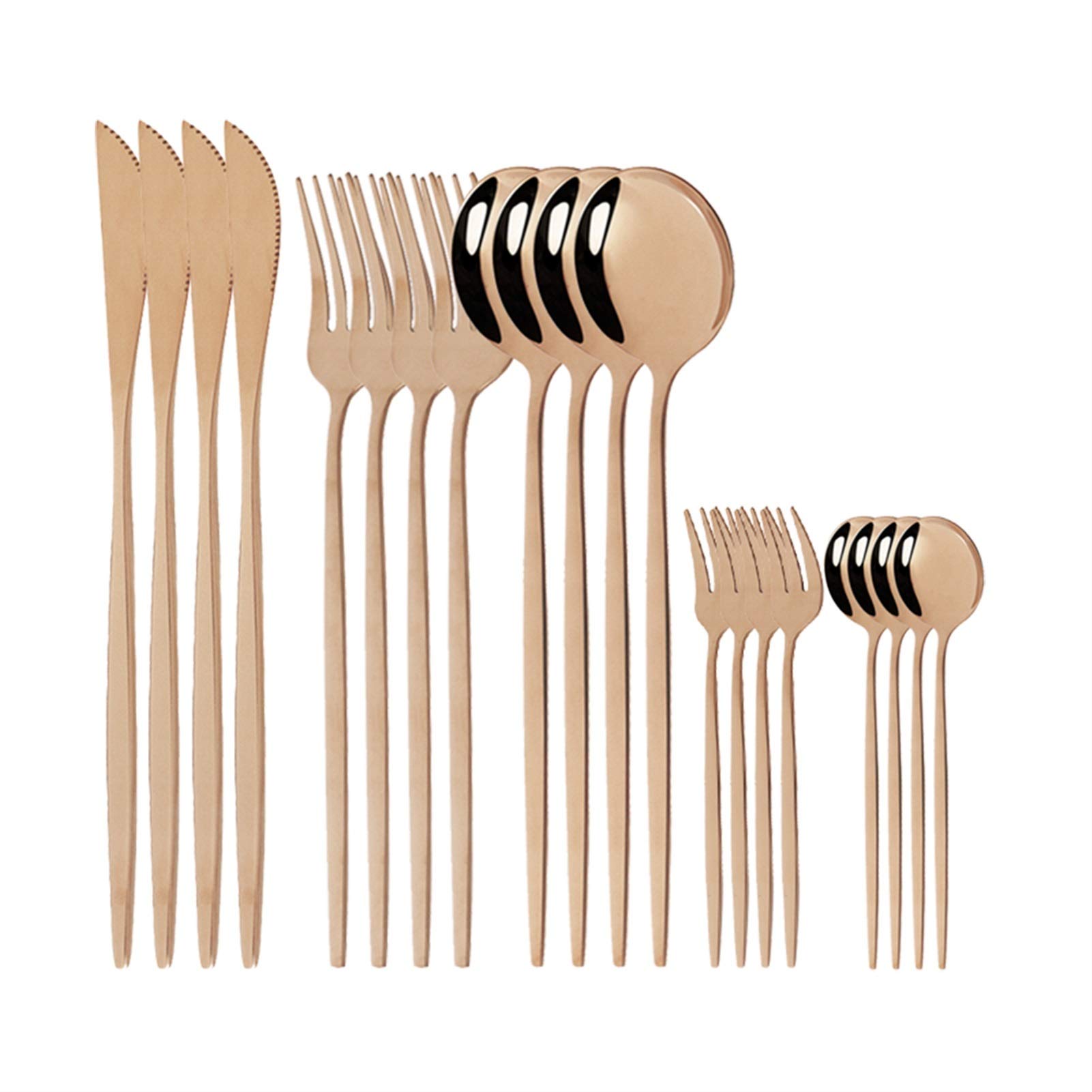 Dîner 20pcs Couverts en acier inoxydable Vaisselle de la vaisselle Couteau Fourche Ensemble de couteau de vaisselle Vaisselle Maison Moderne Miroir Miroir Couverts Coutellerie (Color : Rose)