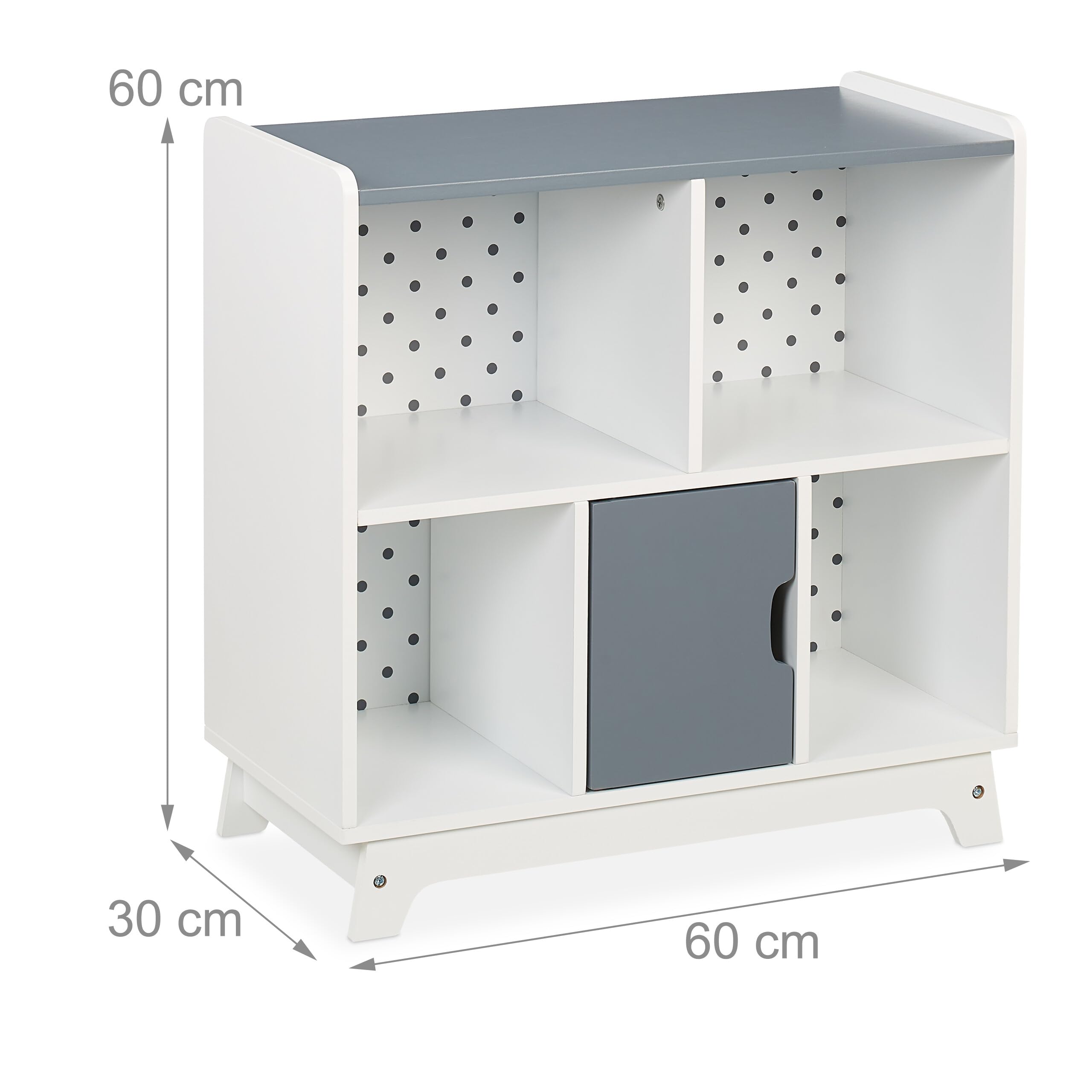 Relaxdays Kinderregal Weiß Mit 5 Fächern & 3 Haken - Wandregal Für Spielzeug & Bücher 51,5x60x17,5cm