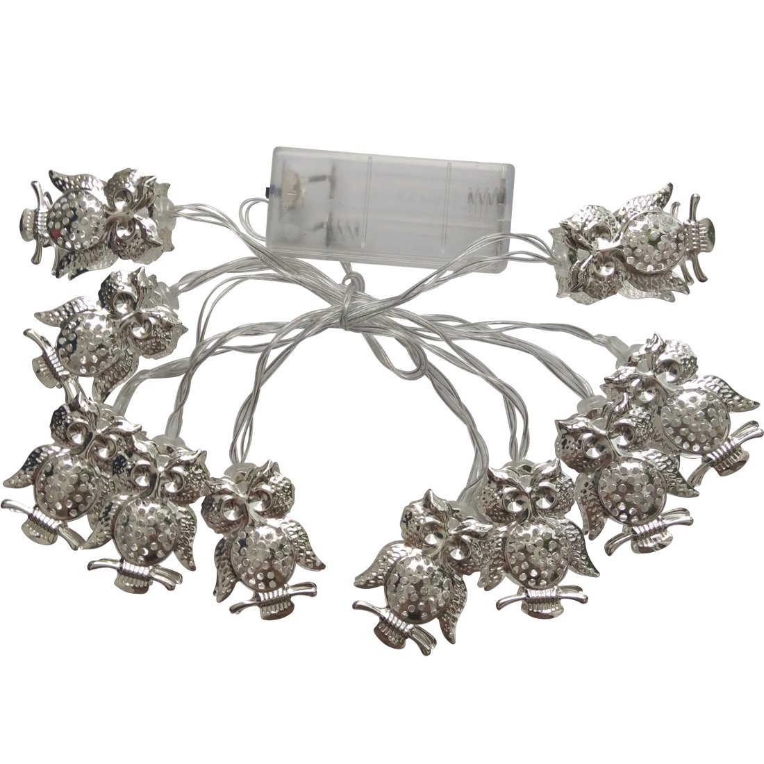 Penfly 1.5m 10 LEDs Metal Owl Fairy Night Mood Light for Indoor Outdoor Home Bedroom Festival Decoration Warm White [Energy Class A+]