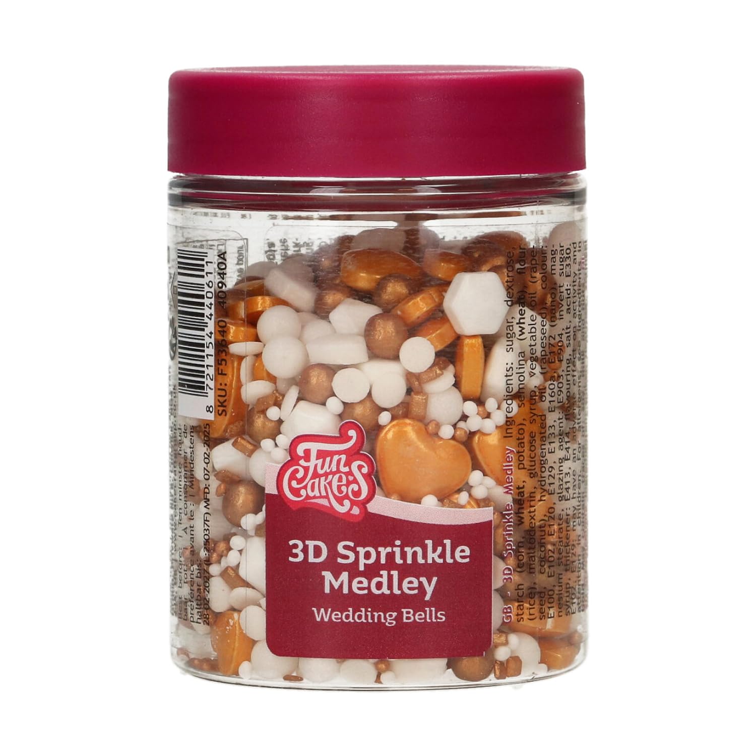 FunCakes 3D Sprinkle Medley Wedding Bells: Cake Sprinkles, Great Taste, optimal for Cake Decorating, Sprinkle Mix - 70g
