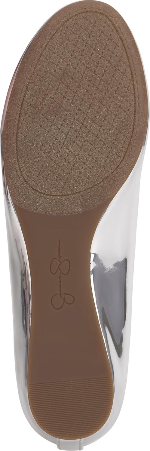 Jessica Simpson Women’s Mandayss Criss-Cross Ankle Ballet Flats with Straps, Silver, 8 - Image 4