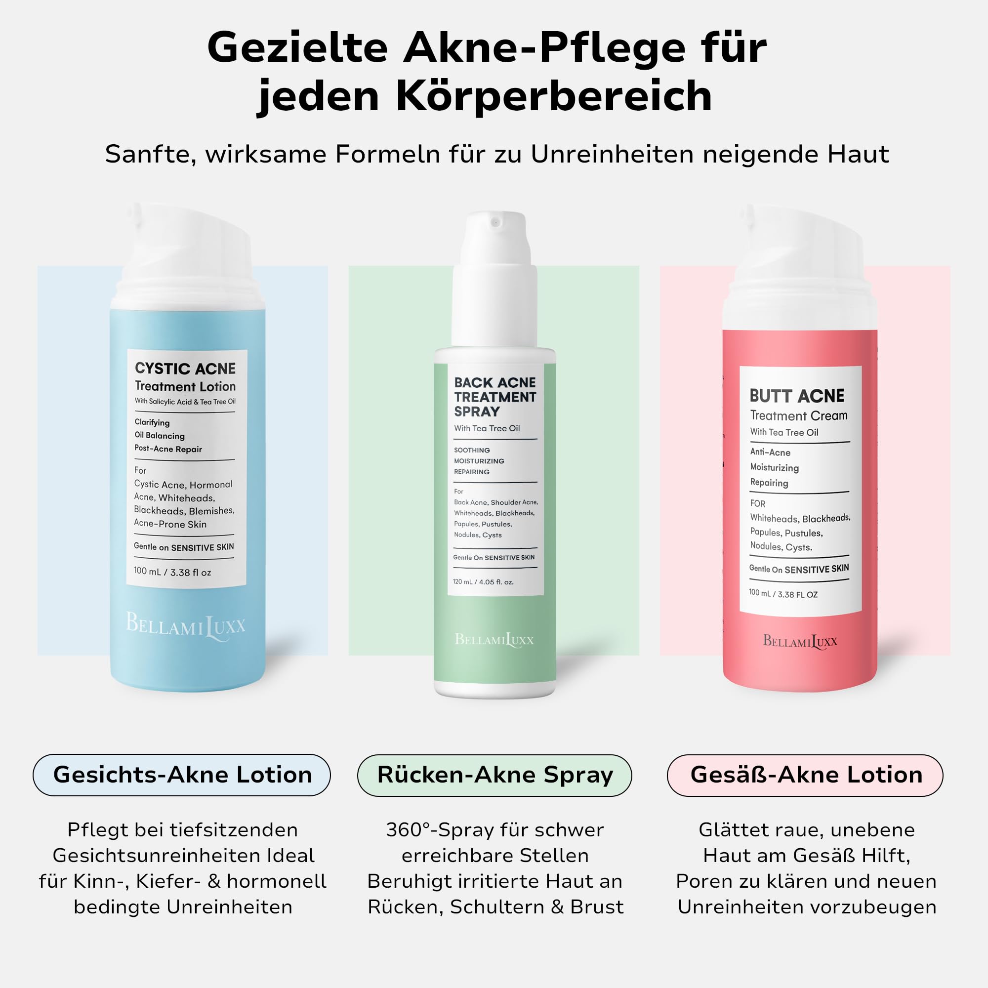 BellamiLuxx Traitement cystique de l'acné pour le visage : crème de traitement de l'acné hormonal pour adolescents et adultes - Acide salicylique et huile d'arbre à thé - Anti-acné hydratant réduit