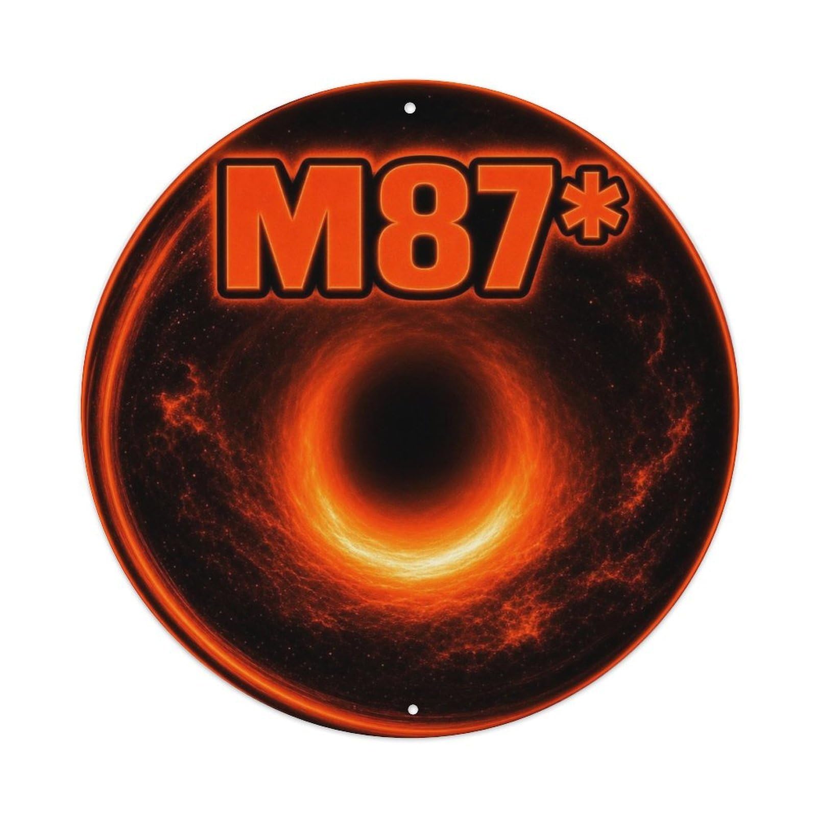 Astrophysics M87 Black Hole Cosmic Physics Cosmos Metal Tin Sign Plaque Wall Decor for Cafe, Man Cave, Club Bar, Office, Home Garden Round Metal Poster 8x8Inch