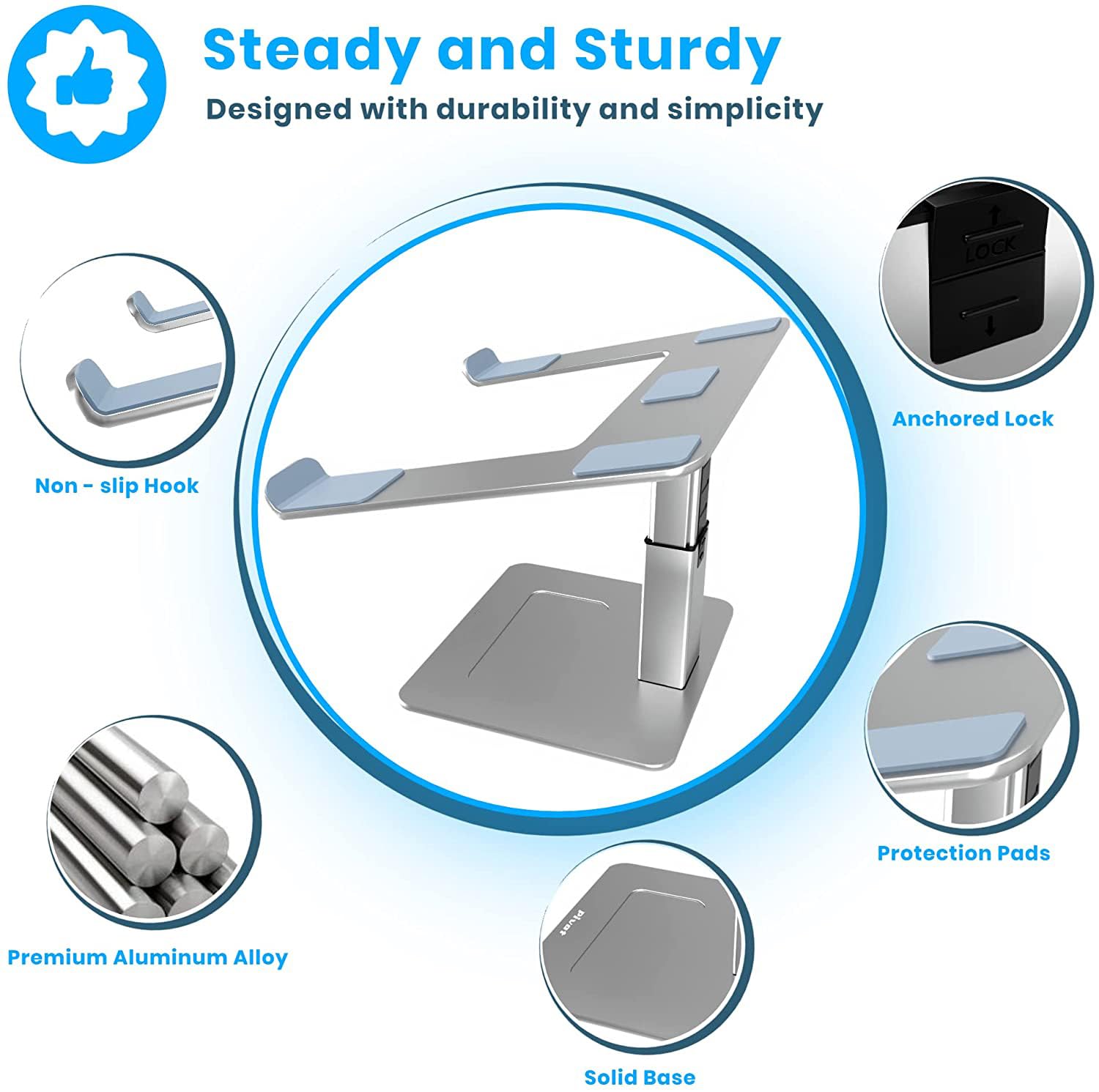 Premium Aluminium Lapdesk – Ergonomischer Laptopständer Mit Hohem Winkel, Verstellbar