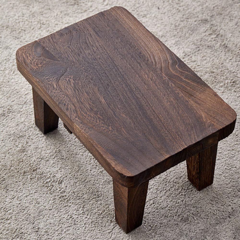 ZIJIREN Wooden footstool, coffee table stool, shoe wearing stool, plant table, shoe changing stool, solid wood stool, low stool, bench, portable low stool (K-Shape)