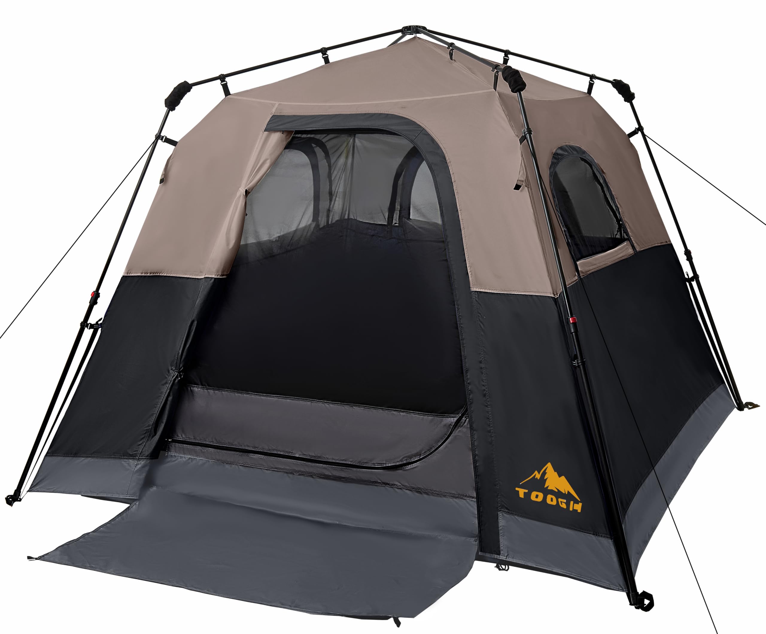 Toogh Double Layer Camping Tent for 4 Person - Advanced Waterproof Design (No Rain Required), 3000mm PU Oxford, 3 Windows 1 Door, 60s Setup, 2.4m x 2.4m x 170cm