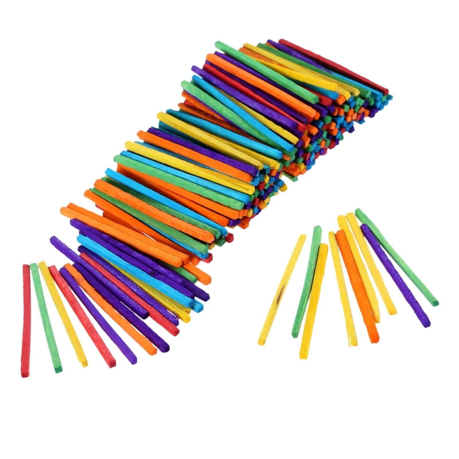VHJdtE Handcrafted wooden sticks, 500pcs Wood Sticks Match Rods Colorful Puzzle Mathematics Teaching for DIY Craft