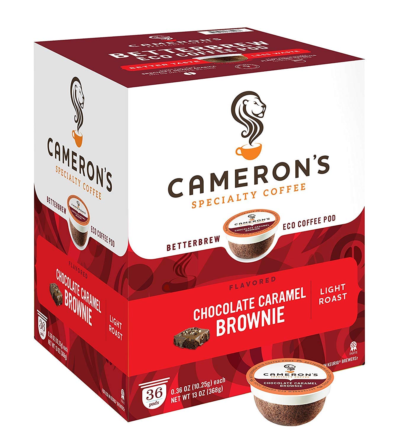 Cameron's Coffee Single Serve Pods, Flavored, Chocolate Caramel Brownie, 36 Count (Pack of 1) (ASINPPOSPRME16712)