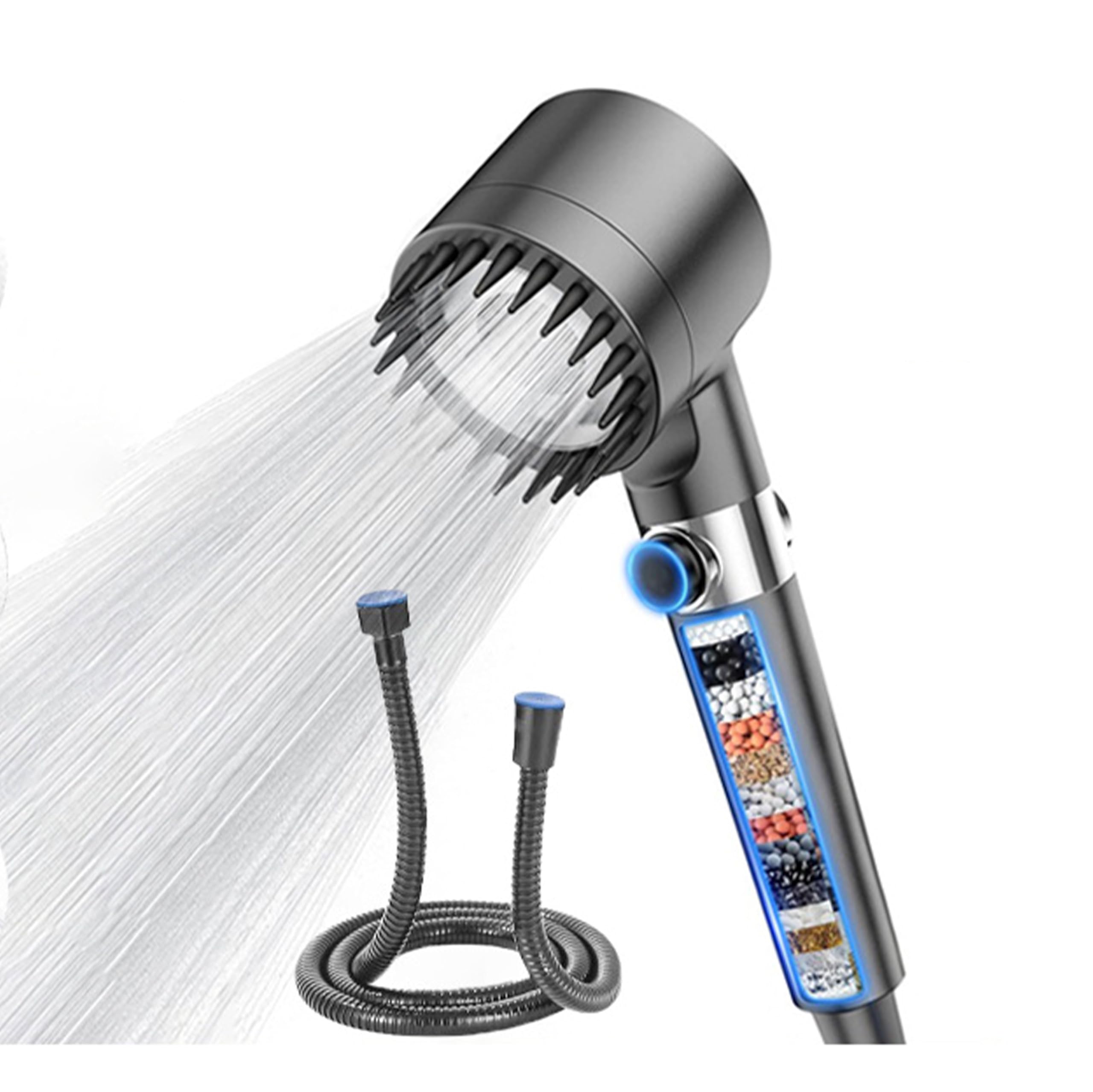 Shower Head, high Pressure Shower Head, with 1.5m Hose and Shower Holder, 3 Handheld Modes Filter Shower Head, Massage Water-Saving