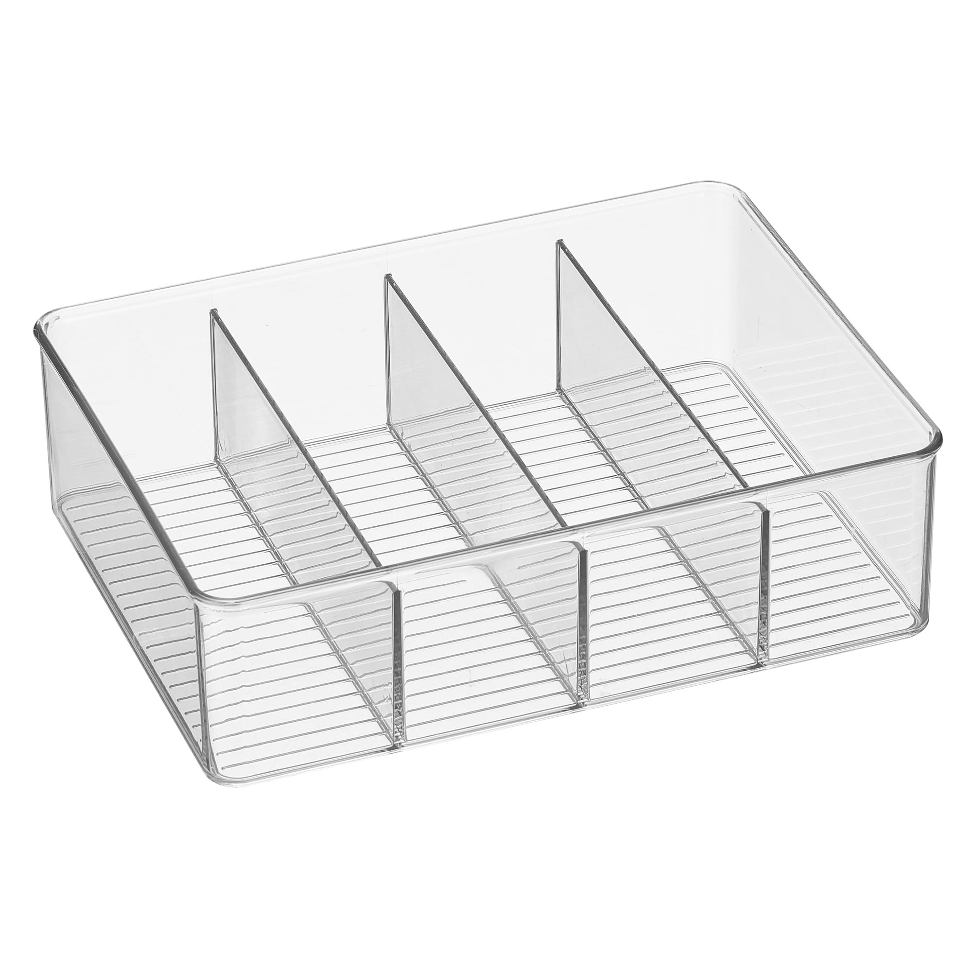 iDesign Aufbewahrungsbehälter für Teebeutel oder Süßungsmittel in Speisekammer oder Schrank, 4 Fächer, transparent, 2 Stück