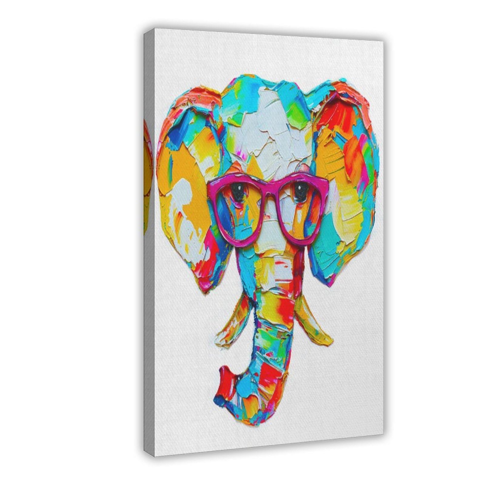 Bareronor Abstract Elephant Poster Canvas Poster Bedroom Decor Landscape Office Room Decor Gift 12" L X 18" W