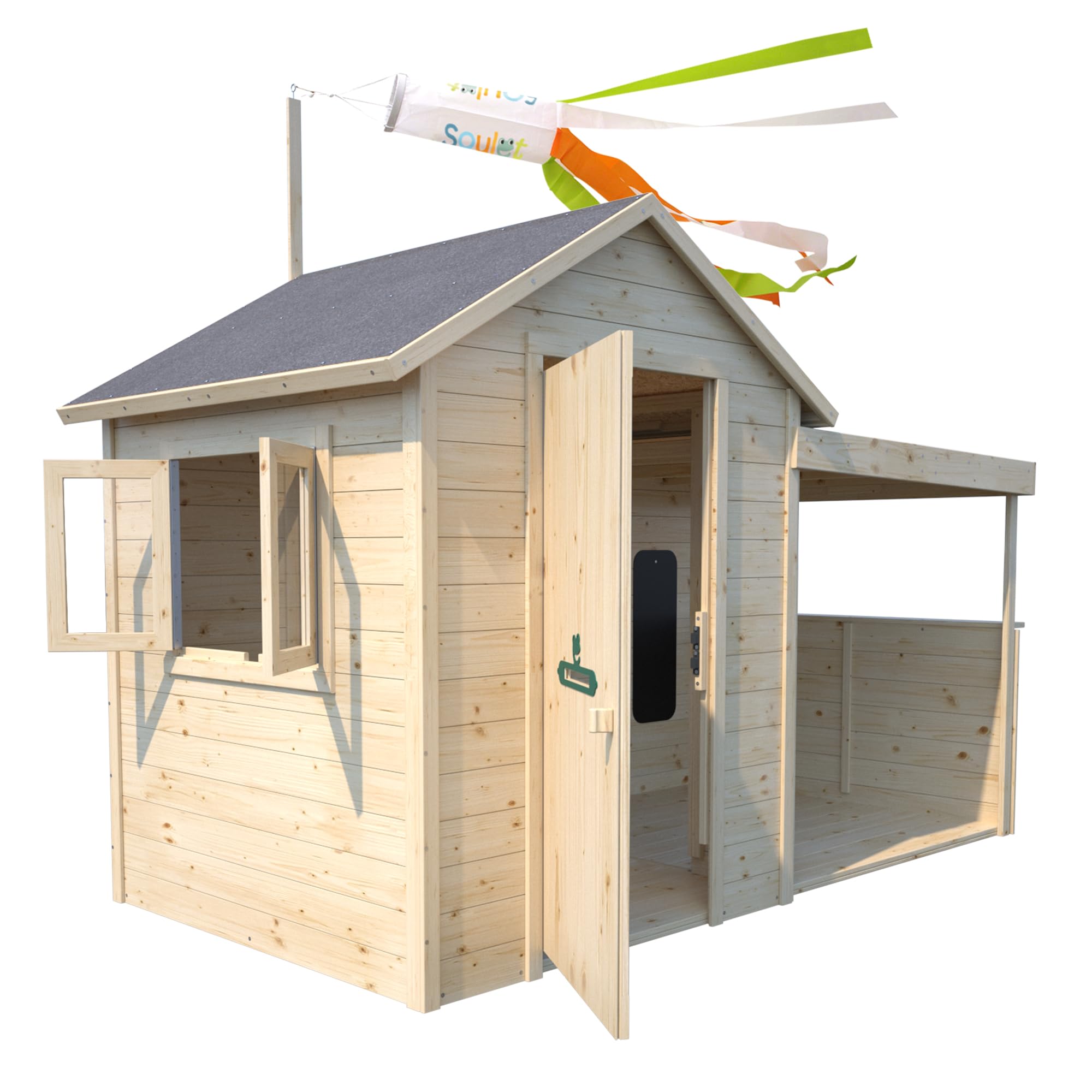 SOULET Casita de Madera Infantil Sarah 180x120x145 cm Jardín Niños Porche Cubierto
