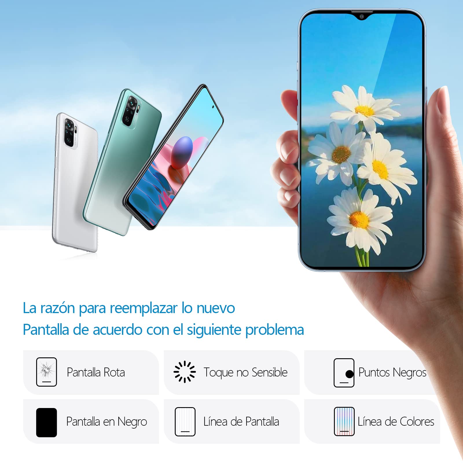 RongZy Pantalla para Xiaomi Redmi Note 10 Pro M2101K6G M2101K6R Pantalla Táctil LCD Kit de Pantalla de Repuesto Ensamblaje Digitalizador de Reemplazo con Herramientas(Negro con Marco)