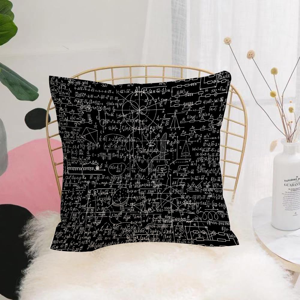 HYOSXW Cushion Cover,Throw Pillow Case Home Decorative for Living Room Bedroom Sofa Chair 16X16 Inch,Mathematical vector seamless pattern with mathematical figures formulas and equ,Pillowcase 40X40cm