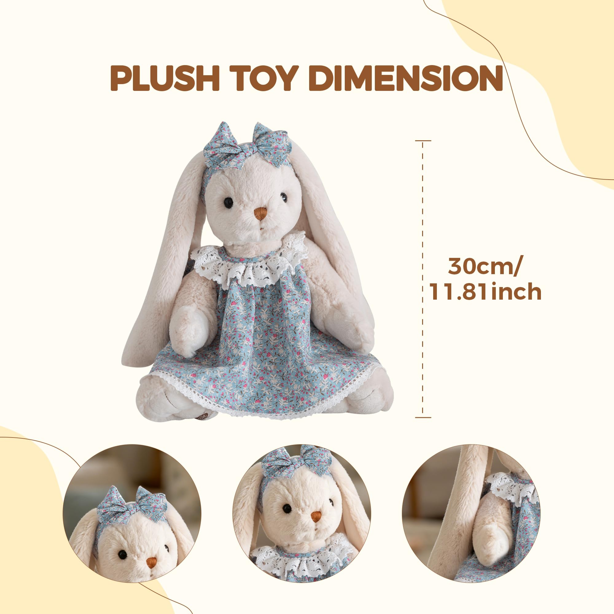 GABRIEL Plush Bunny Rabbit 30cm, Super Soft Cuddly Toy Teddy Stuffed Animal, Cuddly Plushie Toy with Fluffy Soft Ears - Image 3