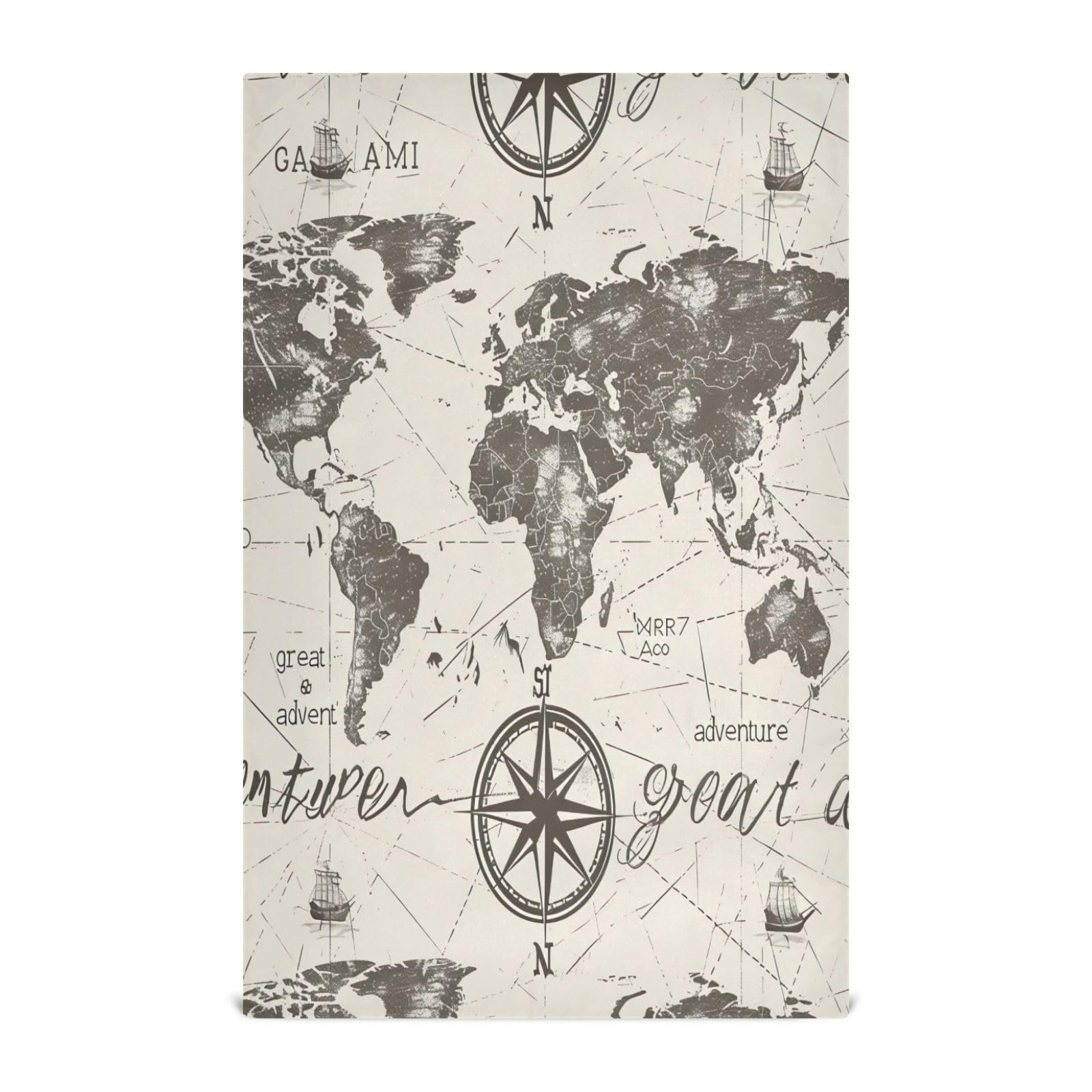 STAYTOP Retro World Map Kitchen Dish Towel Set,6Pcs Drying Kitchen Towels Tea Towels Gift Set for Drying Cleaning Cooking Baking