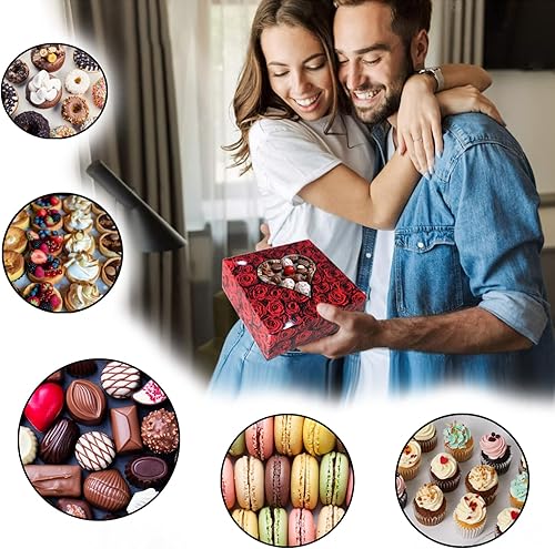 Miniatura 3 de VTPT Ecom - Paquete de 6 cajas de pastel de rosa roja con ventana en 2 tamaños 3 - 8 x 8 x 3 y 3 - 10 x 10 x 6 pulgadas ideal para el día de San