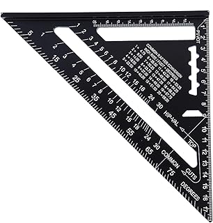 EVTSCAN 7 Inch Metric Aluminum Alloy Black Oxidation Roofing Triangle Angle Protractor Layout Guide(Imperial System)