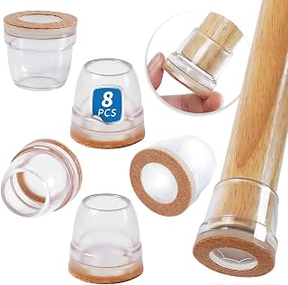 Ezprotekt - Protector de pie de silla, 21 – 25 mm, almohadillas para sillas de silicona con fieltro engrosado, 8 piezas claro pequeño cojín de silla, protectores de tampón de suelo, reducir los