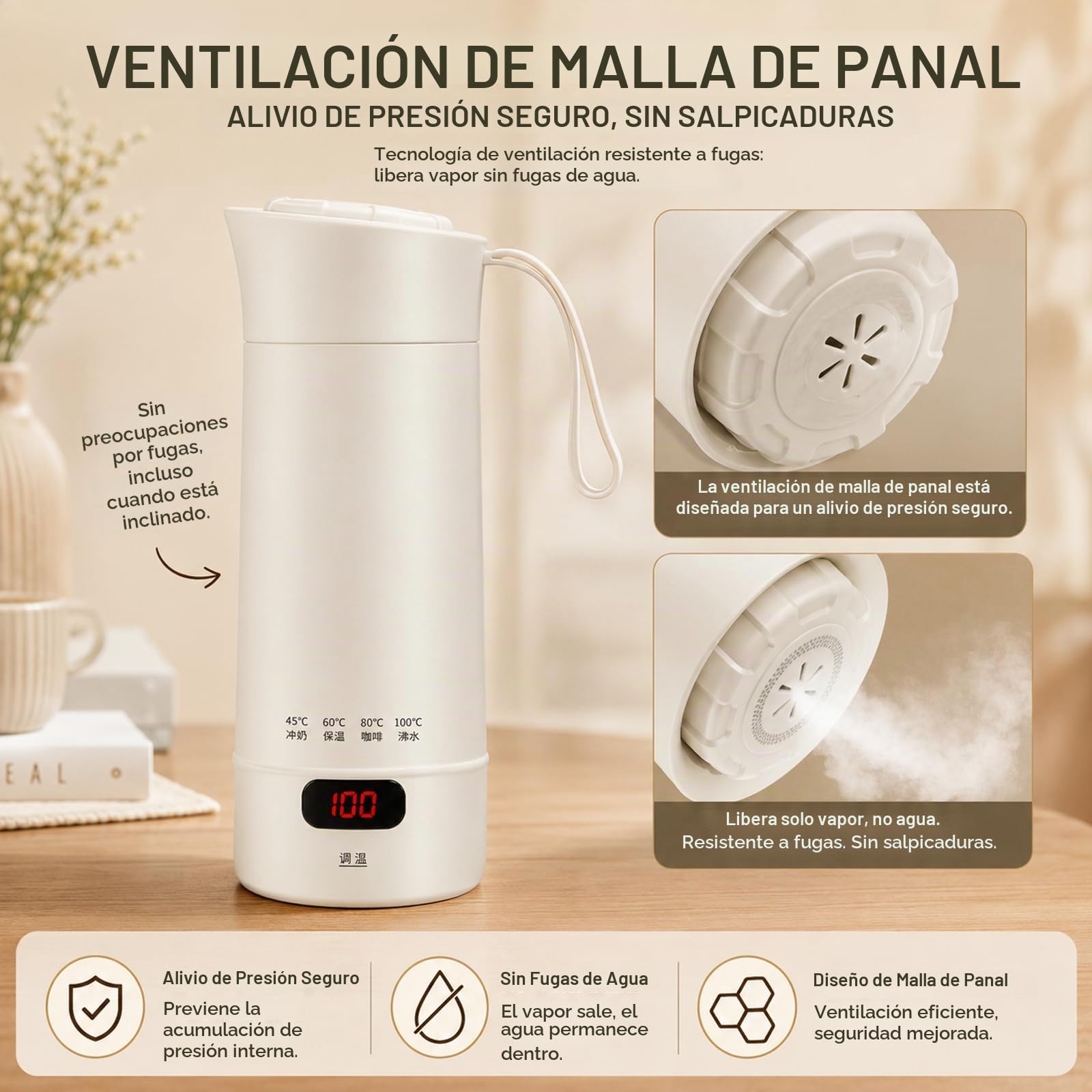 400ML Taza de Agua Eléctrica con Ajuste de La 4-Temperaturas
