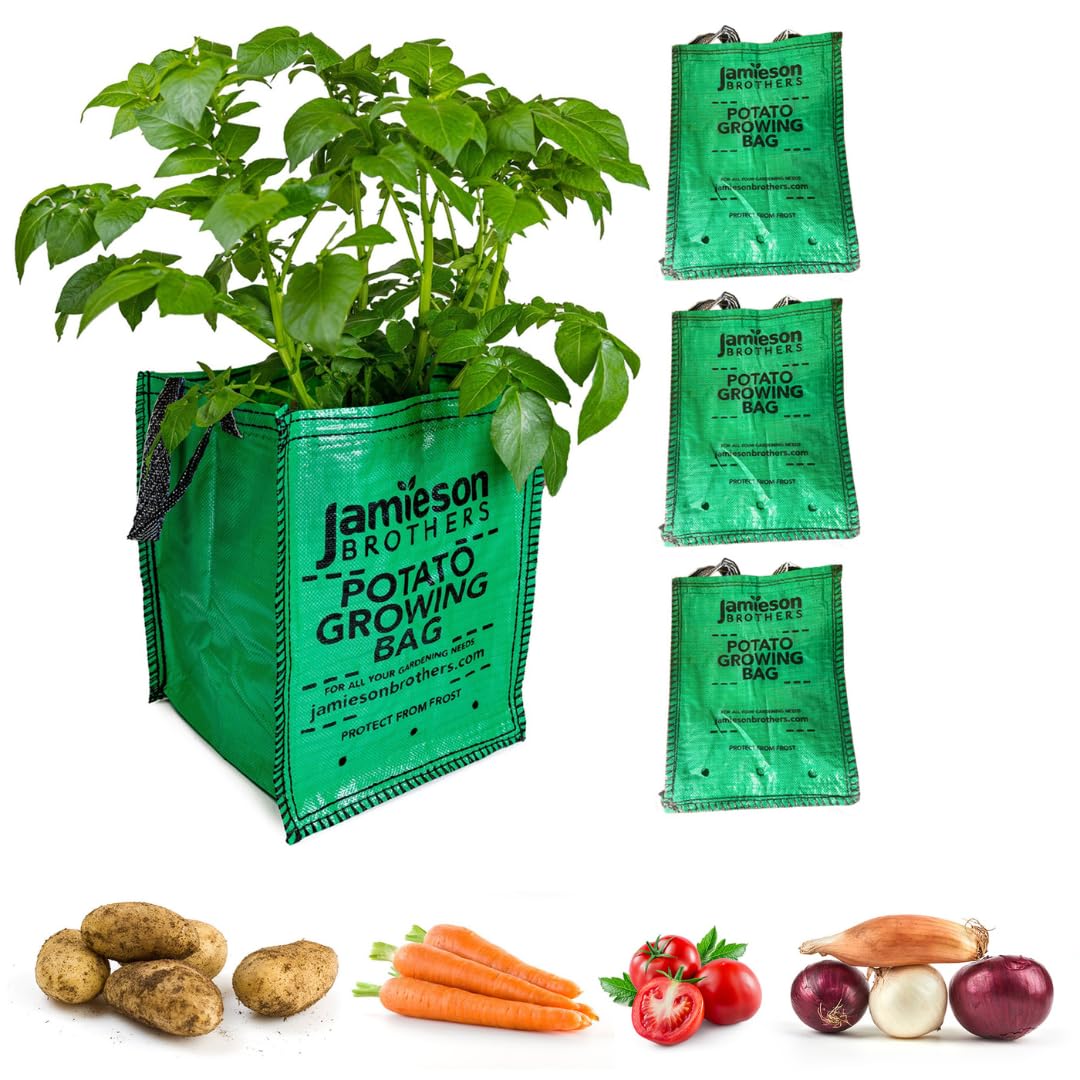 3 x Potato Planter Bags suitable for growing all Vegetables all year round 18"x12"x12" Has Drainage Holes and Carry Handles- By Jamieson Brothers
