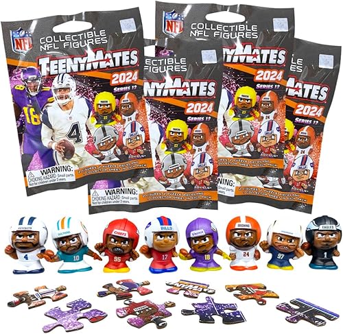 Teenymates Party Animal Series (12) 2023 NFL Figures Blind Bags Set de regalo para fiesta, paquete de 4, 8 figuras en total