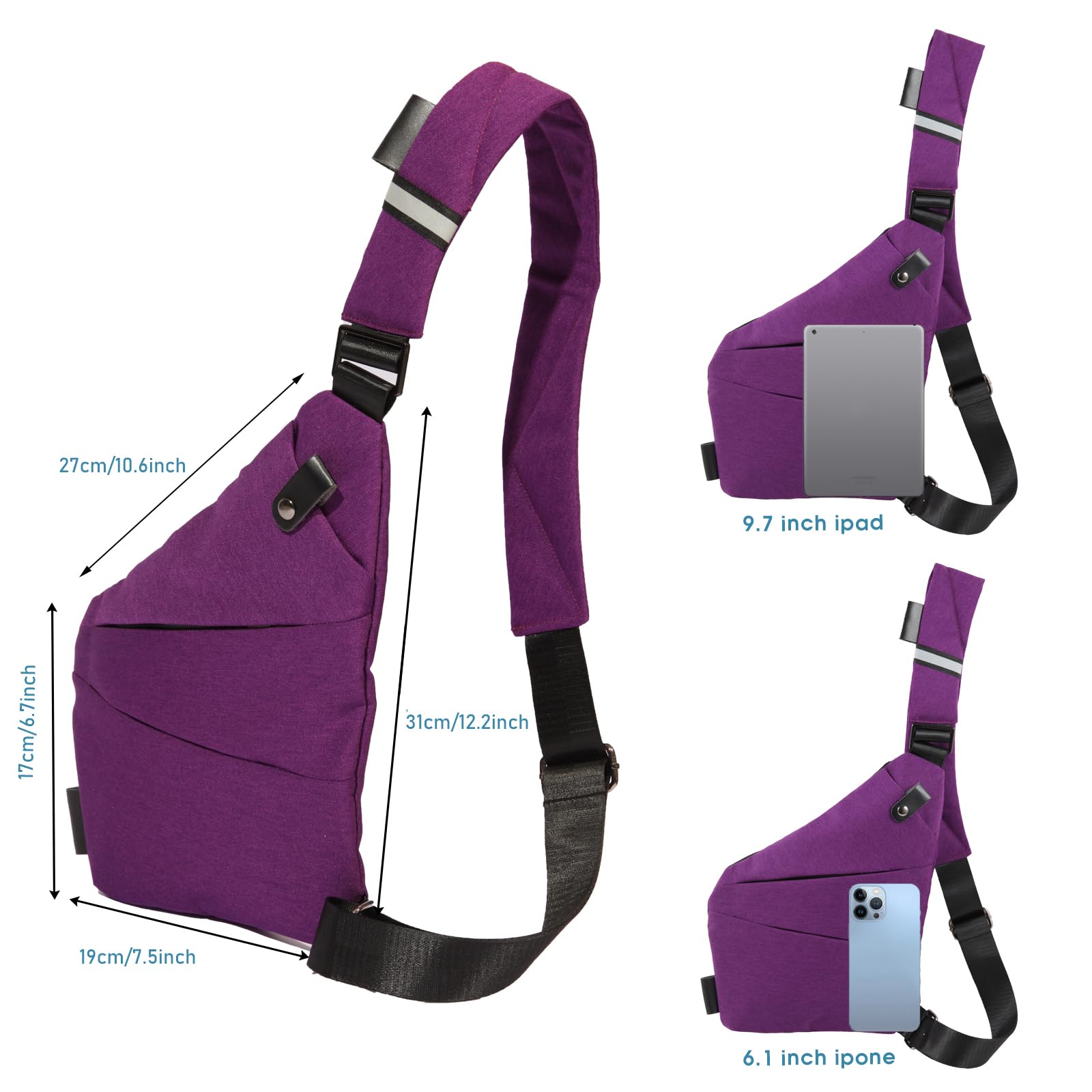Ovecat Sling Bag Crossbody Spalla Petto Zaino antifurto a ghigliottina, per Uomo Donna