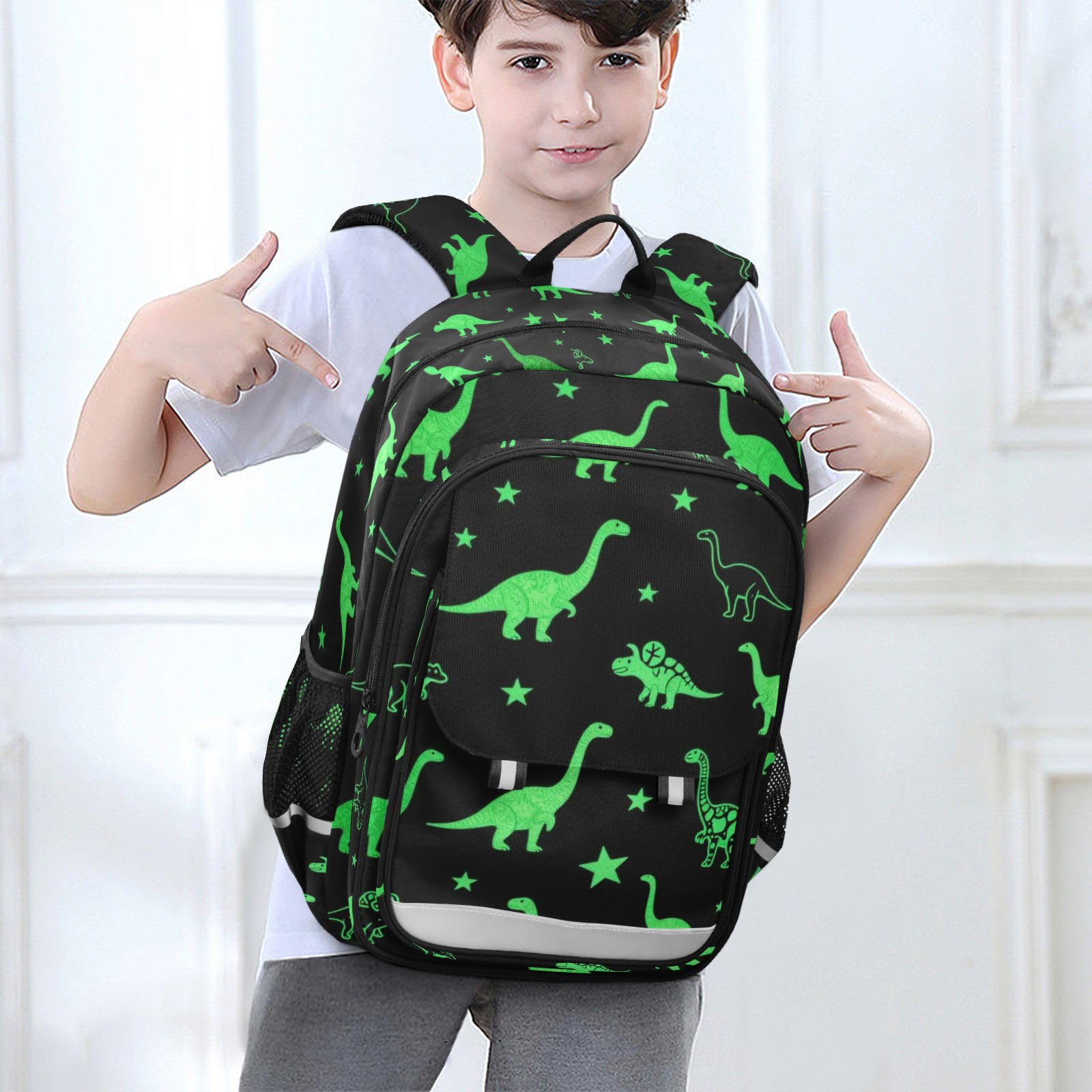 GuoChe Zaino scuola per bambini dinosauri luminosi