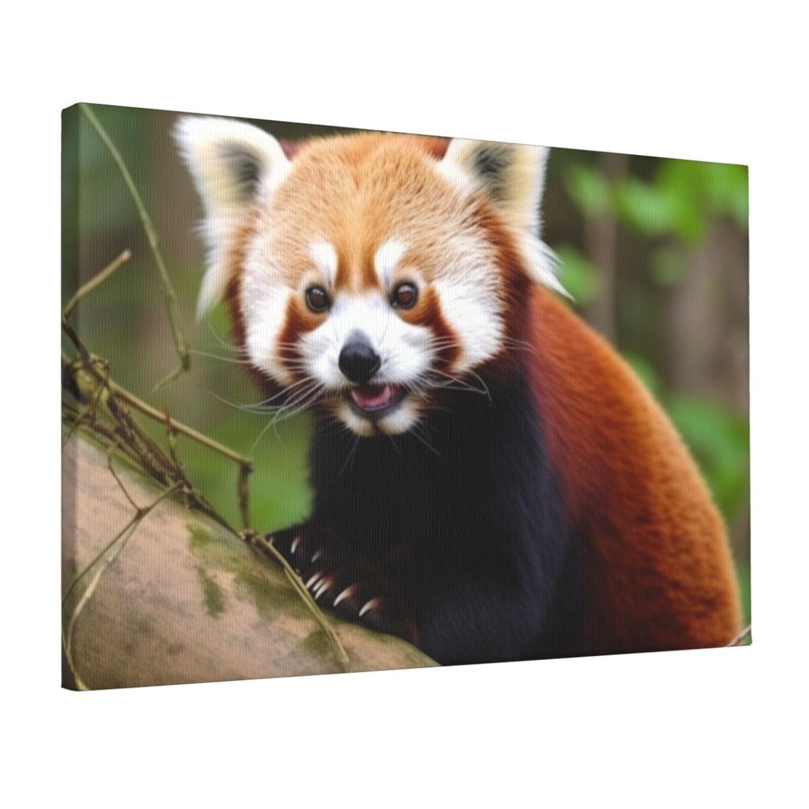 KLOPH Little Red Panda Canvas Wall Art for Living Room 12"x18" Modern Artwork Painting for Bathroom Hanging Canvas Prints Aesthetic Wallart for Bedroom Kitchen Office Wall Decor