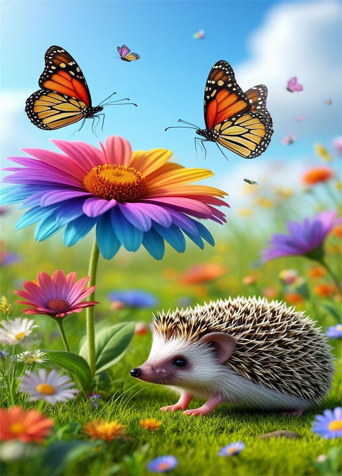 Puzzle 1500 sztuk kwiaty motyl jeż, puzzle niemożliwe, łamigłówki, łamigłówki, gry logiczne dla całej rodziny, puzzle dla dorosłych 1500 sztuk 87 x 57 cm
