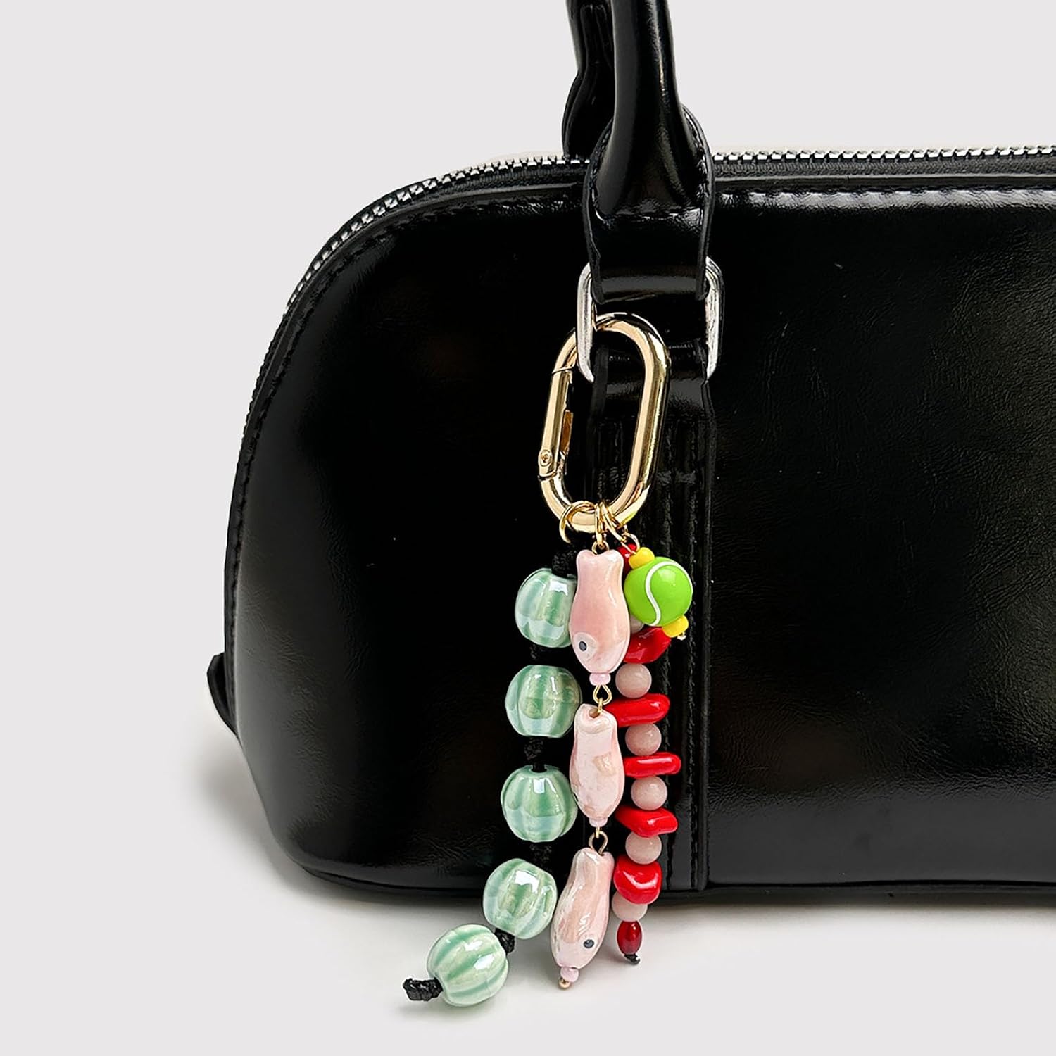 Fish Keychain For Women, Ceramics Minimalist Watermelon Beaded Tennis Pastoral Style Literature And Art Accessories image 3