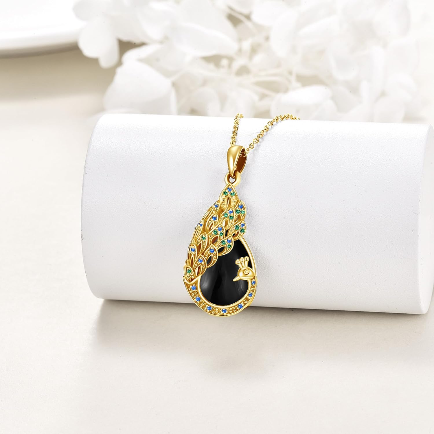 Peacock Necklace for Women Sterling Silver Moonstone Peacock Necklace Peacock Bird Feather Pendant Jewelry for Peacock Lovers - Image 3