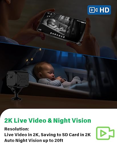 Miniatura 6 de Cámara inalámbrica para gatos para interiores, cámara Wi-Fi HD de 2K con control de aplicación, detección de movimiento, visión nocturna automática,