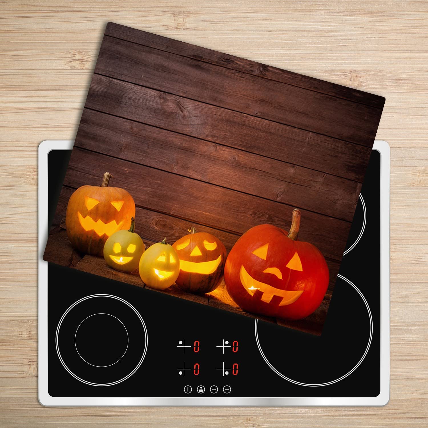Decormat - Tabla de cortar para estufa, protector de salpicadero, 60 x 52 cm, vidrio endurecido, cocina, Halloween, Kurbite