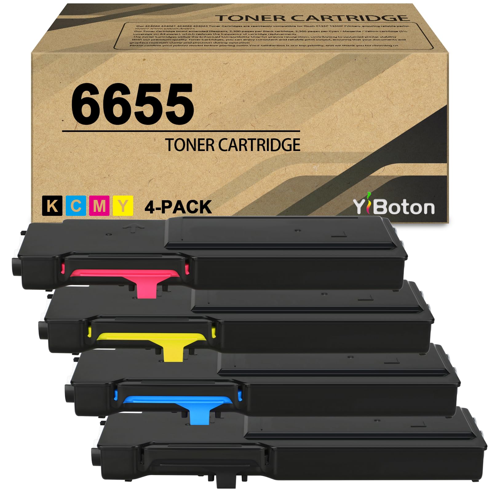 High Yield 6655 Toner Cartridge (4-Pack B/C/M/Y) | 106R02744 106R02745 106R02746 106R02747 Toner Cartridge Compatible for Xerox WorkCentre 6655 6655i Printer