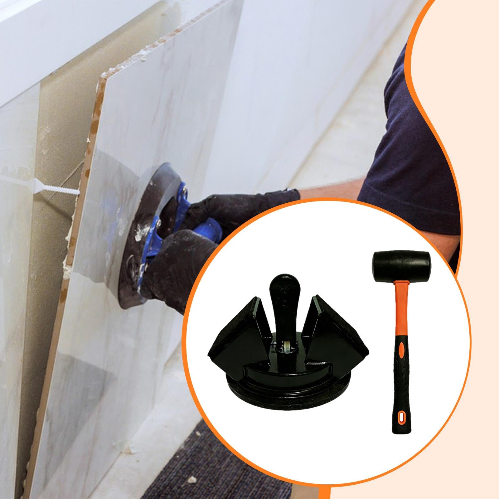 Herramienta para Reparar Juntas de Suelos - Abrazadera Portátil con Ventosa para Suelos de Baldosas Y Parquet - Herramienta para Reparar Juntas de Sue, Negro