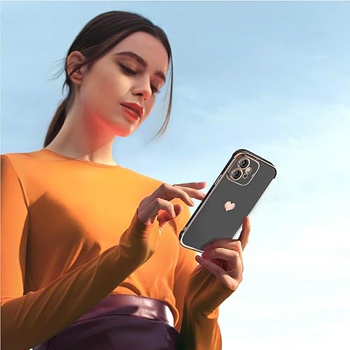 Miniatura 7 de Funda para iPhone 11 para mujer, diseño de corazón, iPhone 11, fundas suaves de lujo para teléfono 11, solo 6.1 pulgadas (negro)