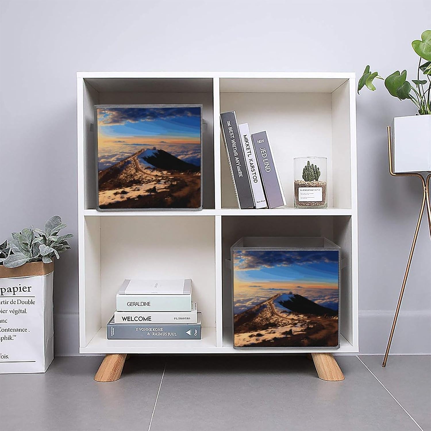 Mauna Kea Summit Sunset Storage Cubes Set of 6 Storage Bins with Handles Collapsible Storage Basket Fabric Storage Box for Shelves Large Closet Shelf Organizer for Organization 11 Inch