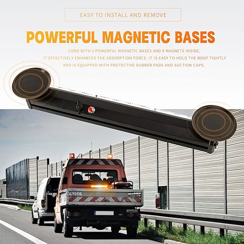 Miniatura 6 de BooYu Barra de luces estroboscópicas de emergencia LED recargables de 14.8 pulgadas para bomberos, policía, camiones, vehículos, batería portátil,