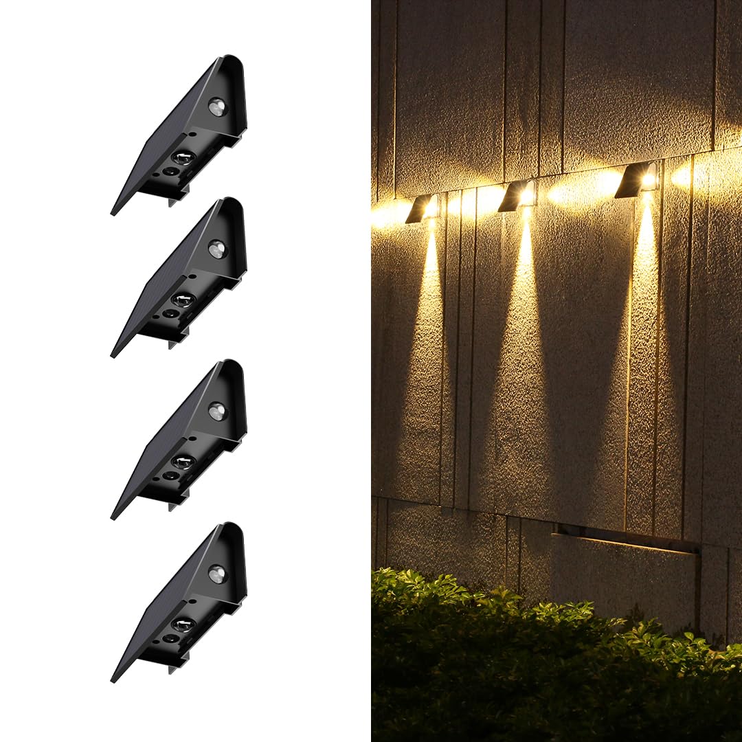 hardoll Solar Wall Light Waterproof with Warm White 3 LED for Outdoor Garden Yard Decoration (Pack of 4) (B0DDSZFRKX) Amazon Price History, Amazon Price Tracker