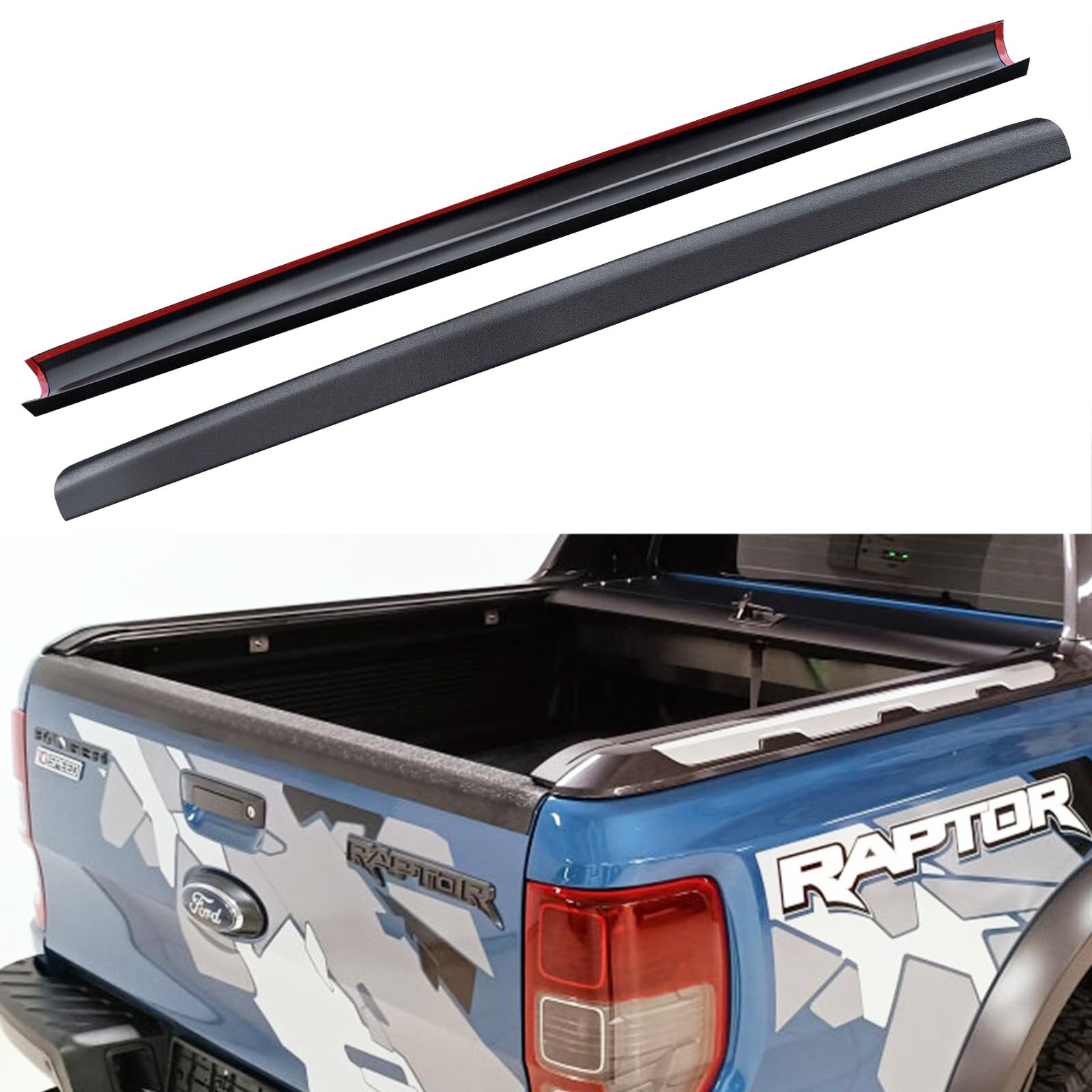 Protector de portón de Carga para Ford Ranger 2012-2022 Raptor Wildtrak XL XLT Limited Tremor T6 T7 T8 Cubierta del portón Trasero ABS Protección para portón Trasero