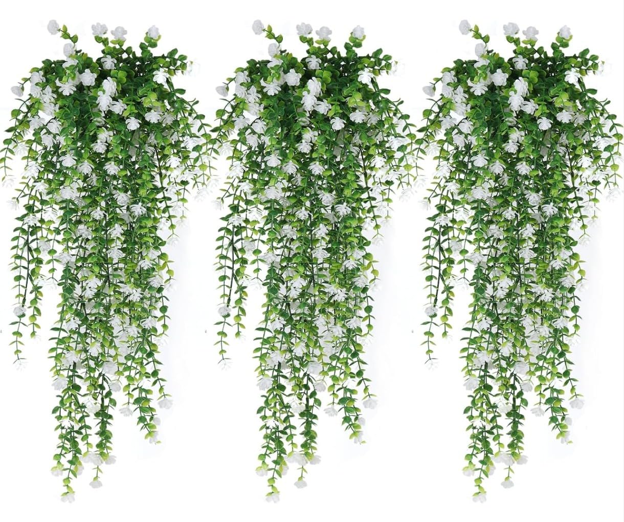 Artificial Hanging Plants - White Eucalyptus Fern -4