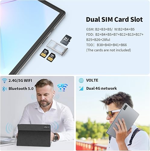 Miniatura 6 de Tablet Android de 10 pulgadas, 16 GB de RAM 128 GB ROM, 1 TB Expand, Android 12 Tablet con Octa-Core, WiFi 5G, 4GLTE, batería de 8000 mAh,