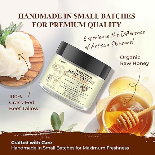 Miniatura 6 de Bálsamo de sebo de ternera para la piel, sargo de res alimentado con pasto batido con miel, hidratante facial orgánico y totalmente natural, bálsamo