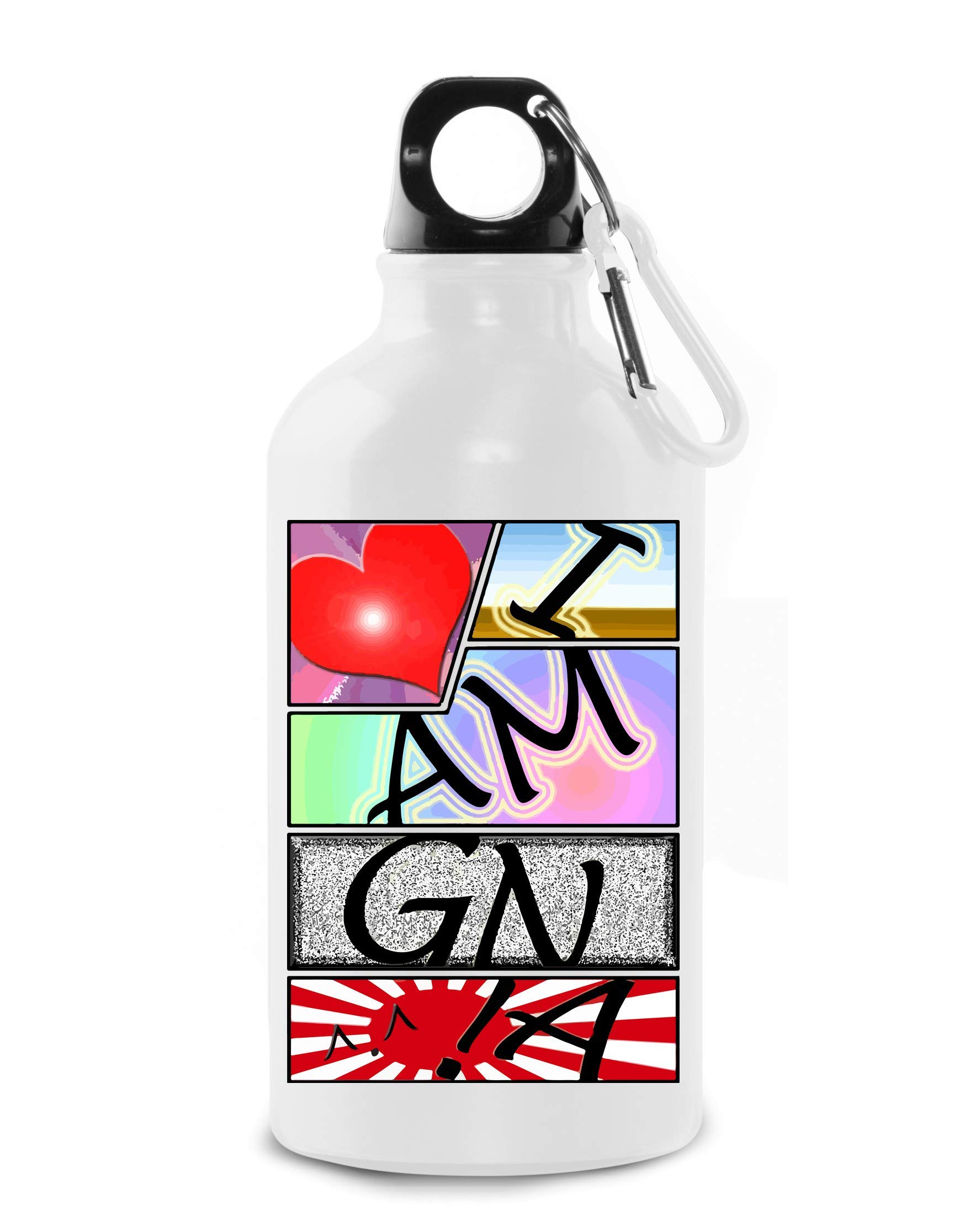 I Love Manga Rising Sun Tile Heart Graphic Tourist Water Bottle